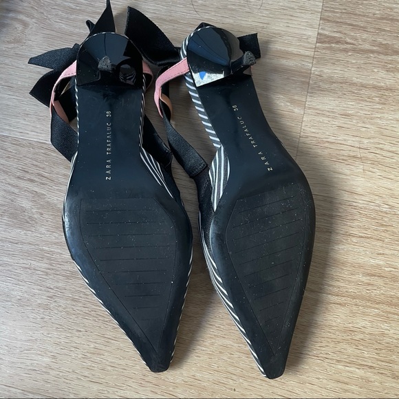 Stripe Pattern Sling Back Kitten Heels - Zara - Picture 6 of 6